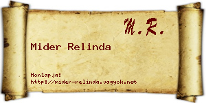 Mider Relinda névjegykártya
